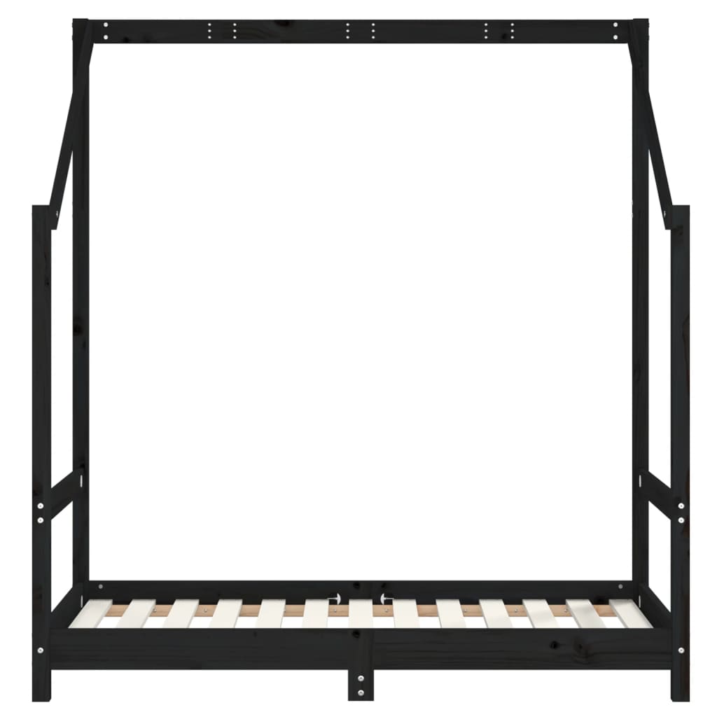 Kinderbedframe 70X140 Cm Massief Grenenhout Zwart