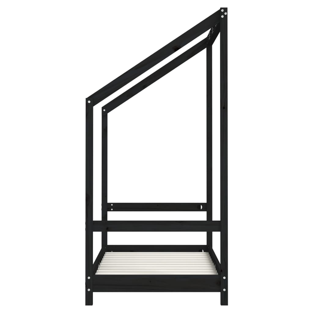 Kinderbedframe 70X140 Cm Massief Grenenhout Zwart