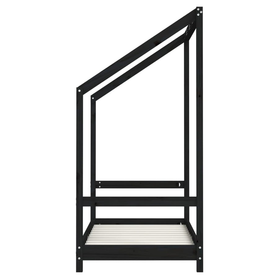 Kinderbedframe 70X140 Cm Massief Grenenhout Zwart