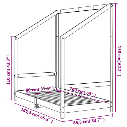 Kinderbedframe 80X160 Cm Massief Grenenhout