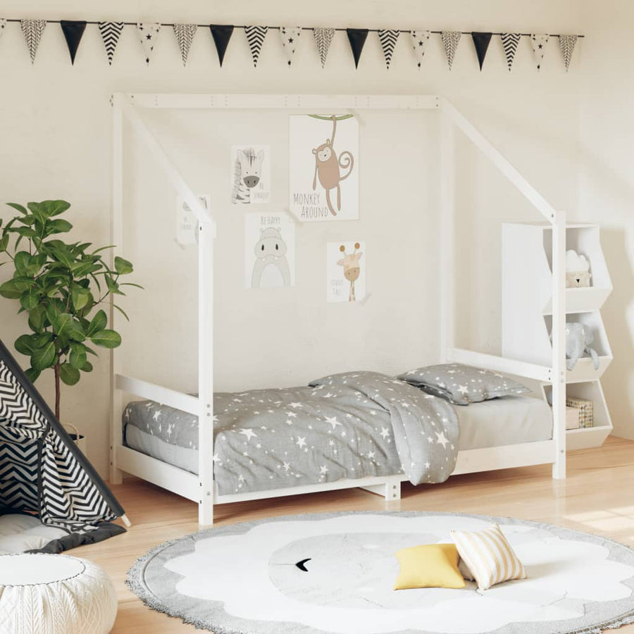 Kinderbedframe 80X160 Cm Massief Grenenhout Wit
