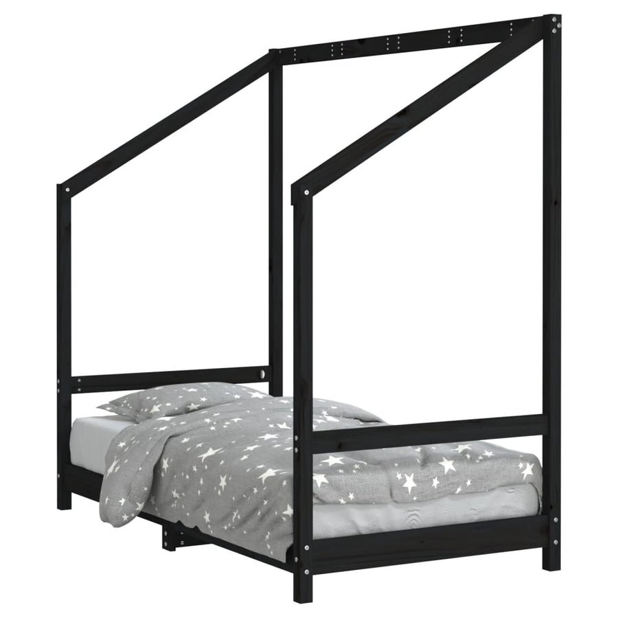 Kinderbedframe 80X160 Cm Massief Grenenhout Zwart
