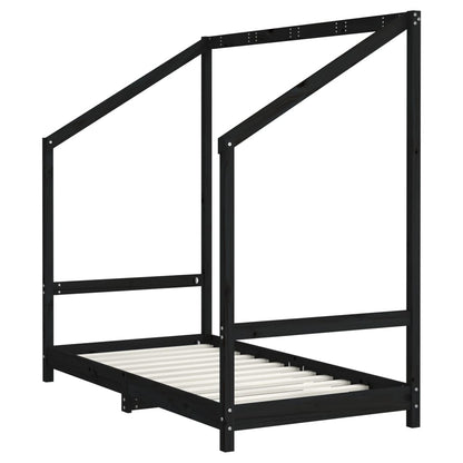 Kinderbedframe 80X160 Cm Massief Grenenhout Zwart