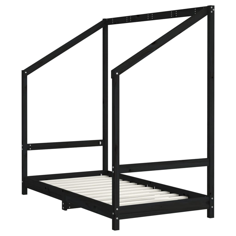 Kinderbedframe 80X160 Cm Massief Grenenhout Zwart
