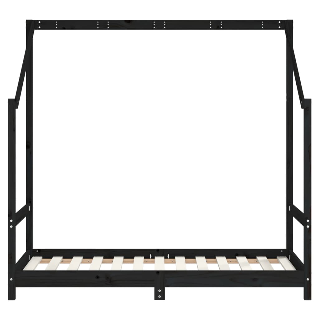 Kinderbedframe 80X160 Cm Massief Grenenhout Zwart