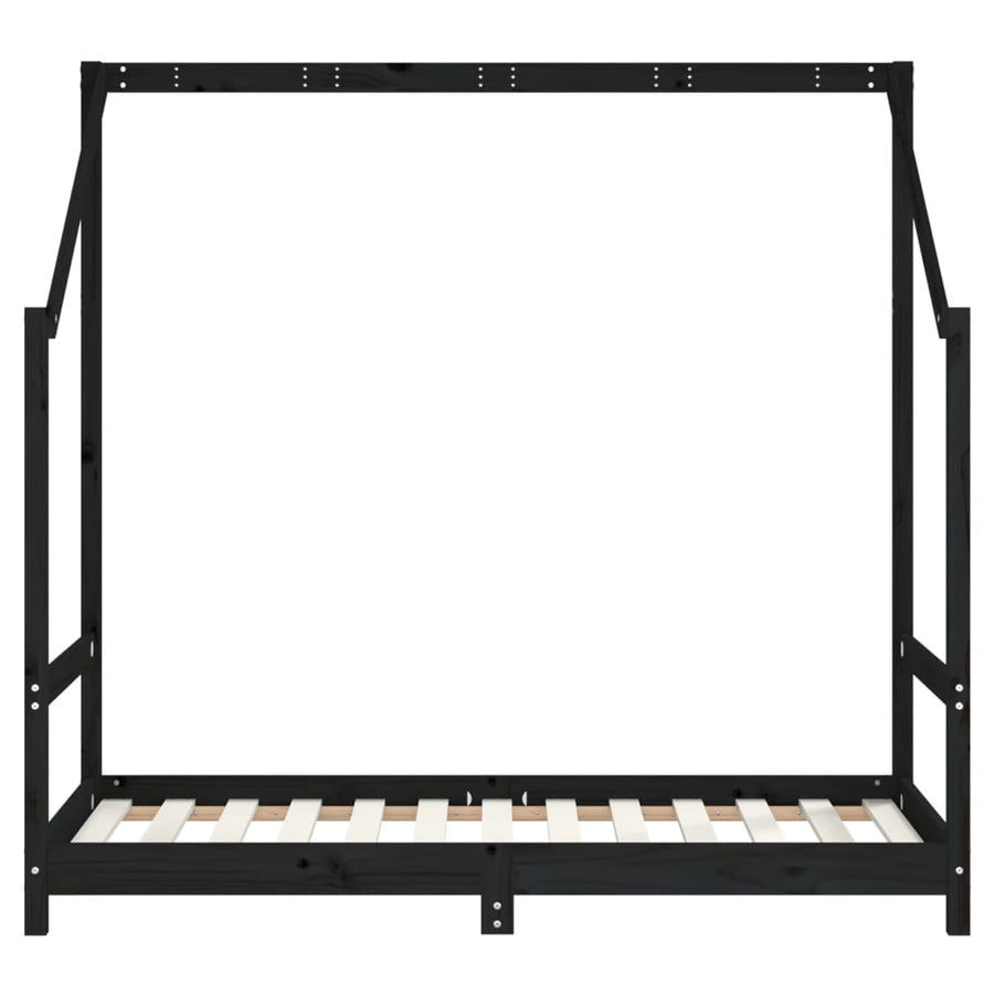 Kinderbedframe 80X160 Cm Massief Grenenhout Zwart