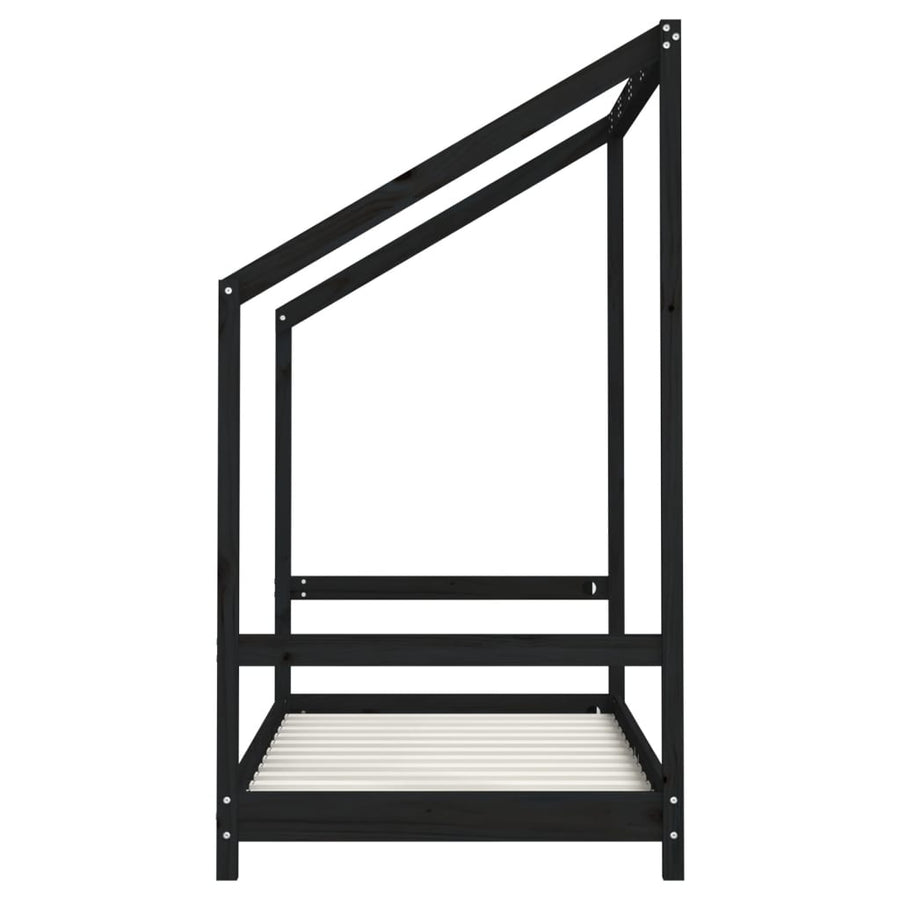 Kinderbedframe 80X160 Cm Massief Grenenhout Zwart