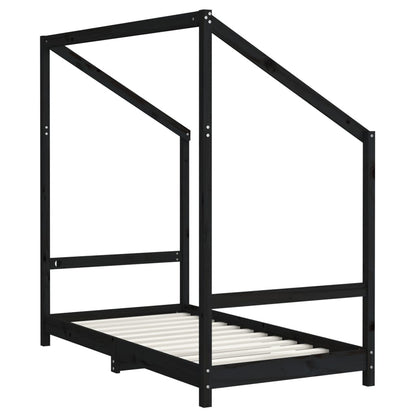 Kinderbedframe 80X160 Cm Massief Grenenhout Zwart