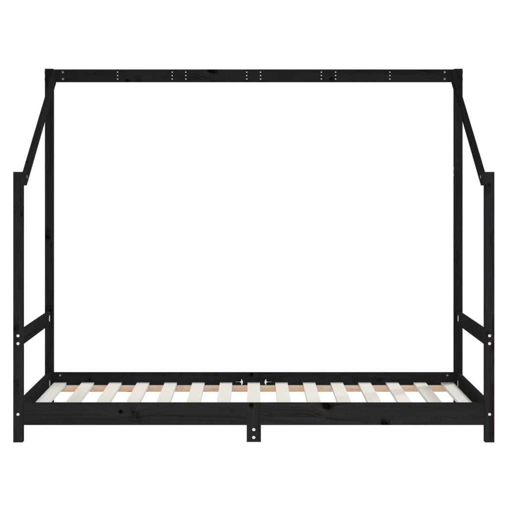 Kinderbedframe 90X190 Cm Massief Grenenhout Zwart