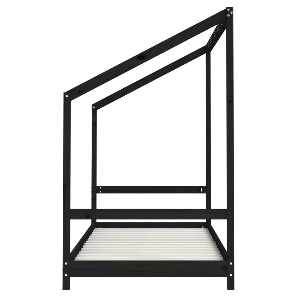 Kinderbedframe 90X190 Cm Massief Grenenhout Zwart