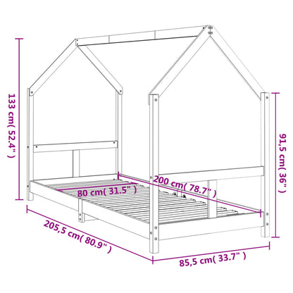 Kinderbedframe 80X200 Cm Massief Grenenhout
