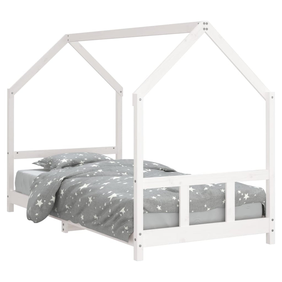 Kinderbedframe 90X200 Cm Massief Grenenhout Wit