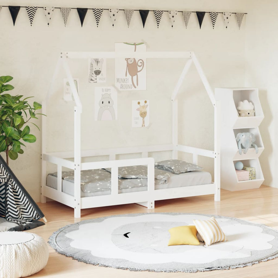 Kinderbedframe 70X140 Cm Massief Grenenhout Wit