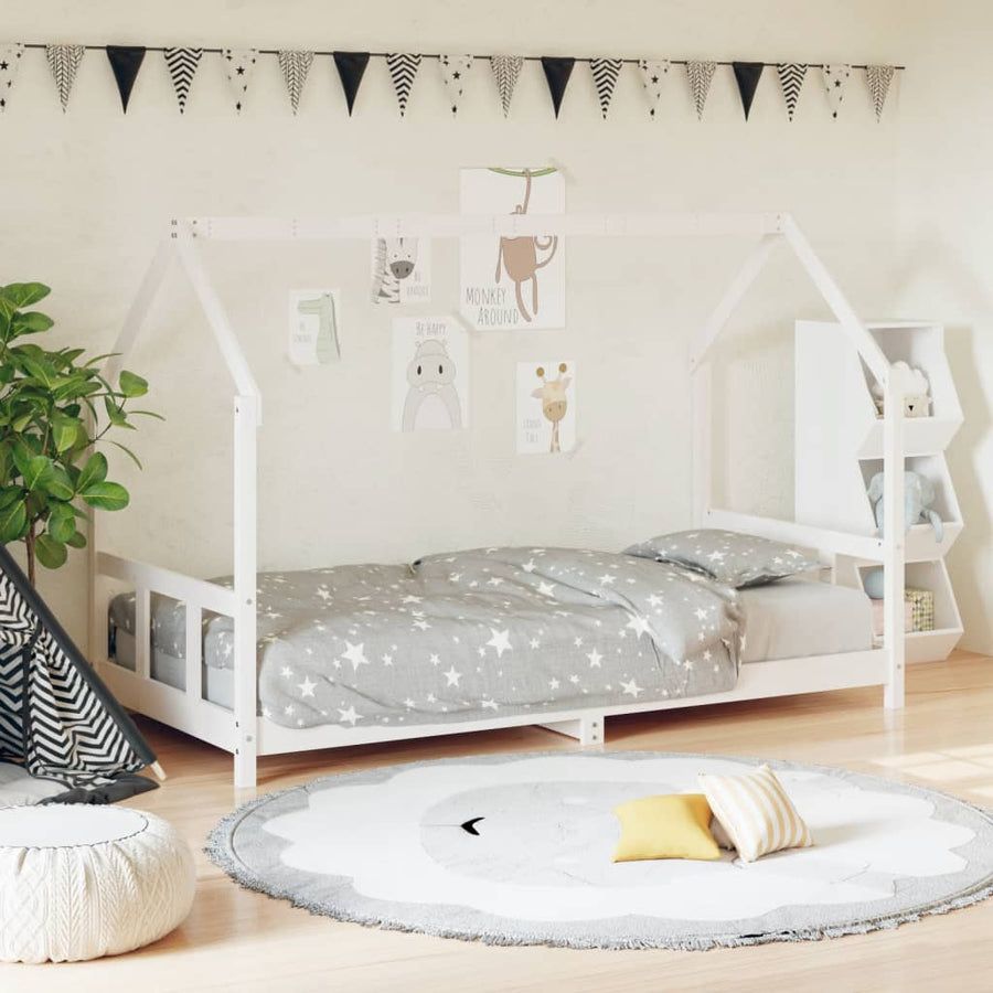Kinderbedframe 90X190 Cm Massief Grenenhout Wit