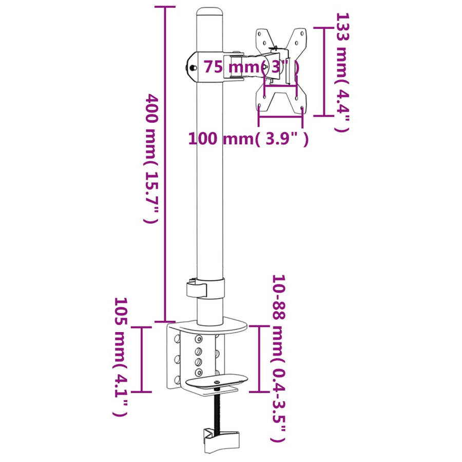 Monitorbeugel Vesa 75/100 Mm Zwart Staal Enkel (zonder arm)