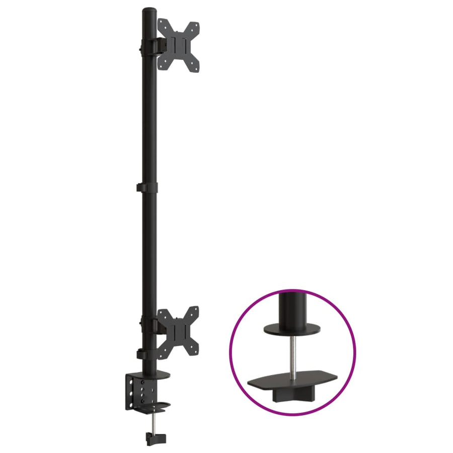 Monitorstandaard dubbel VESA 75/100 mm staal zwart
