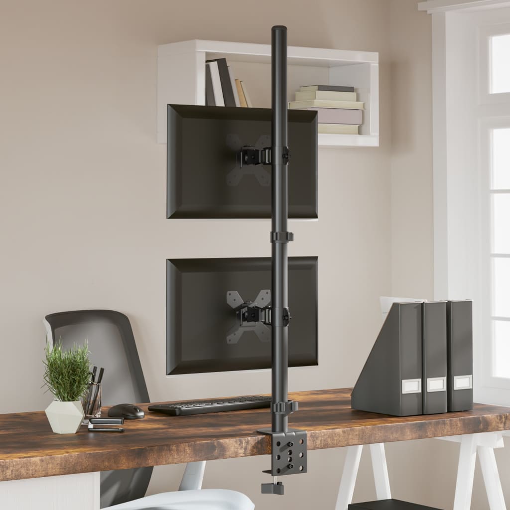 Monitorstandaard dubbel VESA 75/100 mm staal zwart