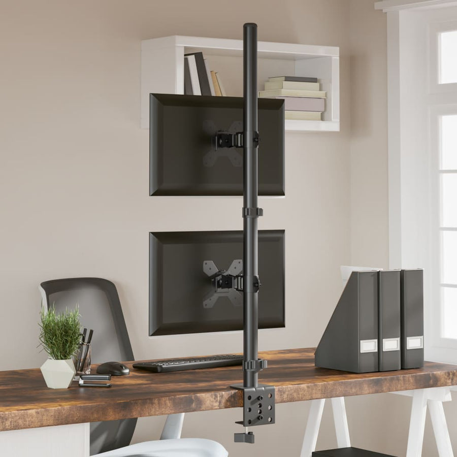 Monitorstandaard dubbel VESA 75/100 mm staal zwart