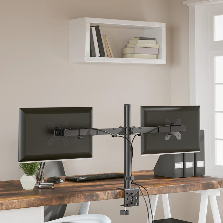 Monitorstandaard Vesa 75/100 Mm Staal Zwart Dubbel