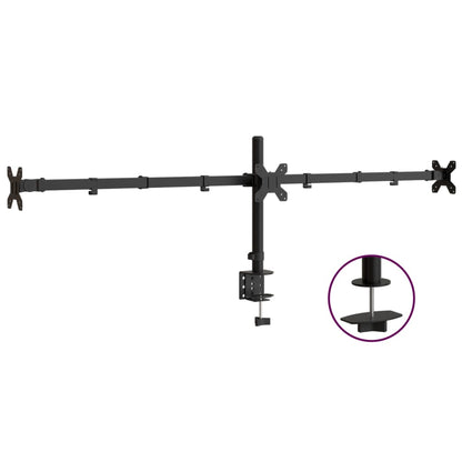 Monitorstandaard drieubbel VESA 75/100 mm staal zwart