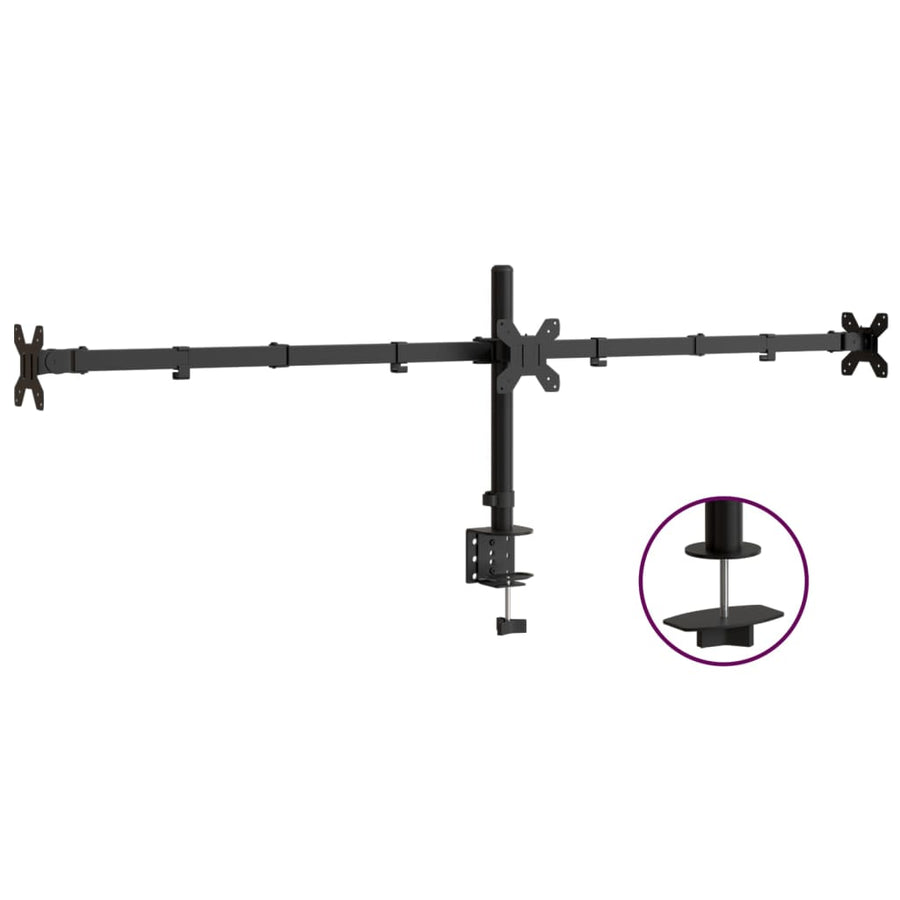 Monitorstandaard drieubbel VESA 75/100 mm staal zwart