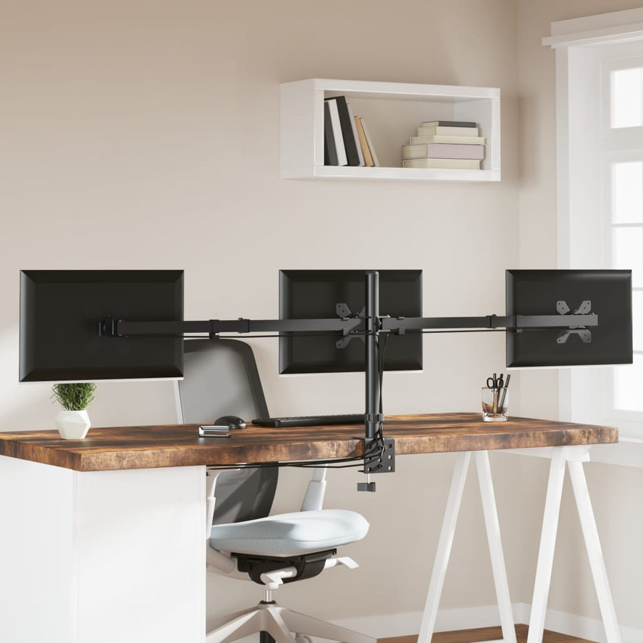 Monitorstandaard drieubbel VESA 75/100 mm staal zwart
