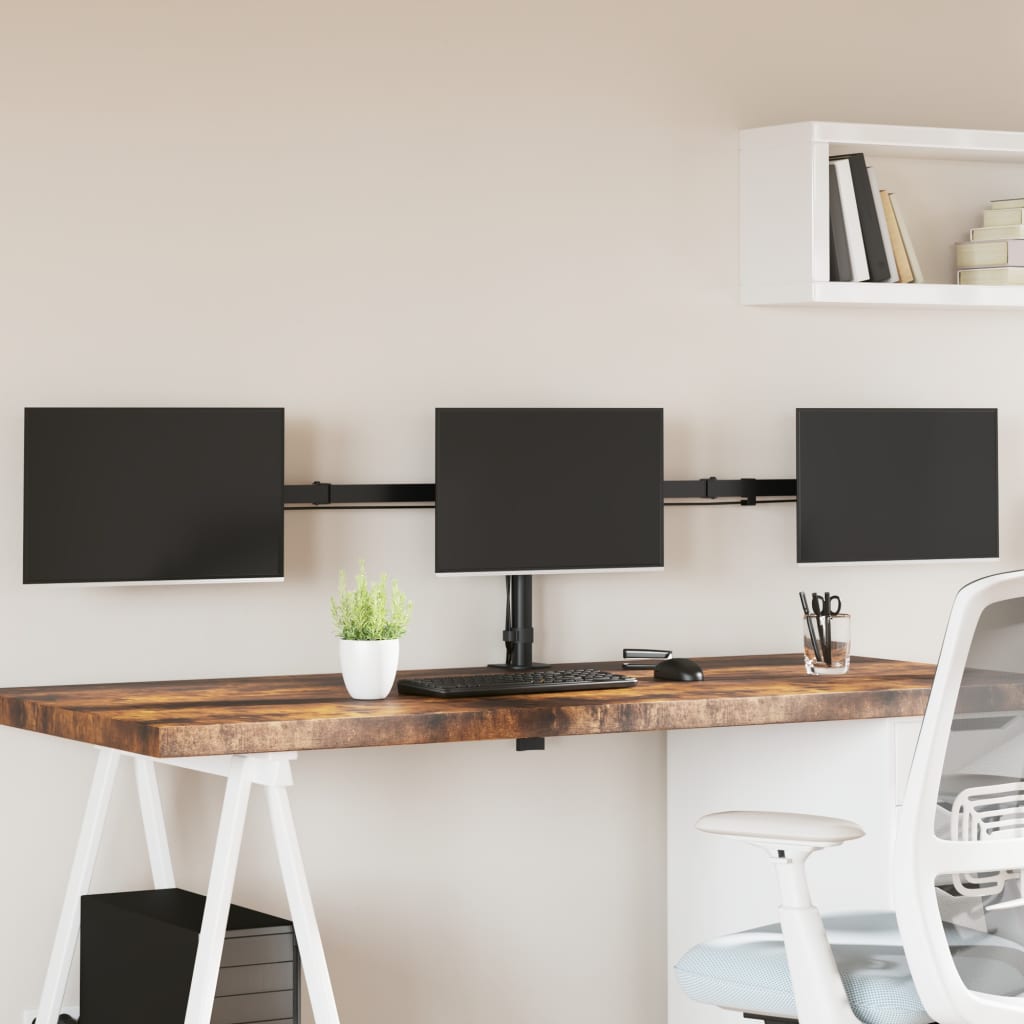 Monitorstandaard drieubbel VESA 75/100 mm staal zwart