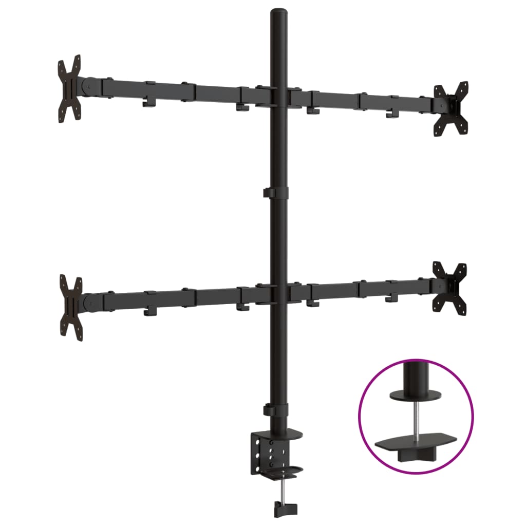 Monitorbeugel VESA 75/100 mm zwart staal quad