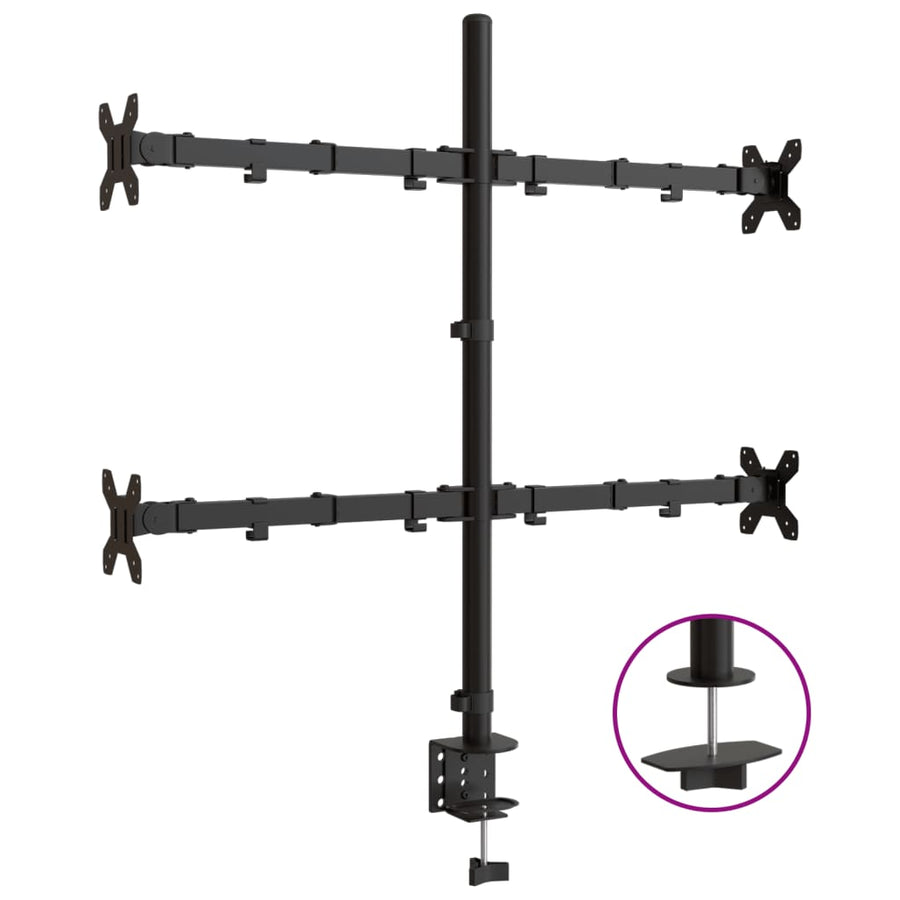 Monitorbeugel VESA 75/100 mm zwart staal quad