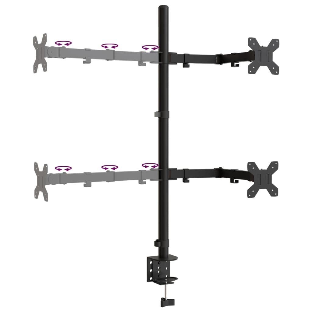 Monitorbeugel VESA 75/100 mm zwart staal quad