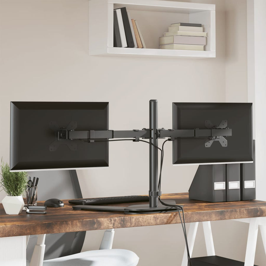Monitorstandaard dubbel VESA 75/100 mm staal zwart