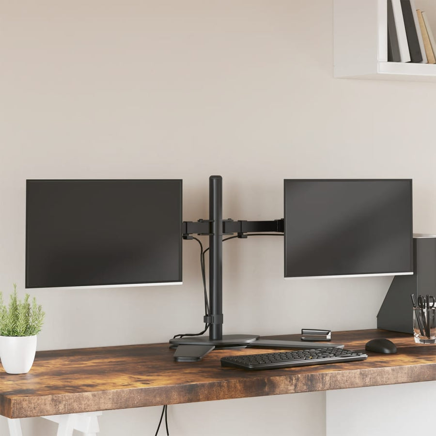 Monitorstandaard dubbel VESA 75/100 mm staal zwart