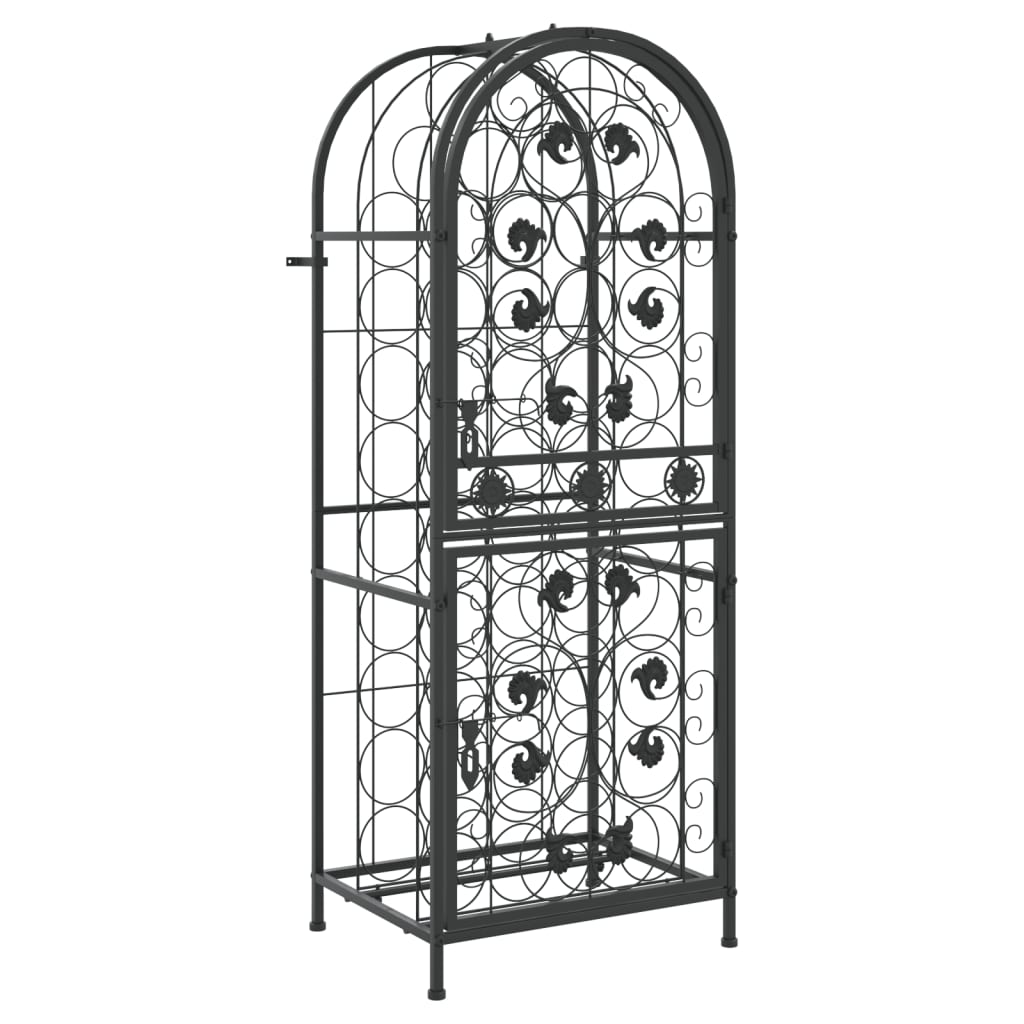 Wijnrek Voor 4 Flessen Smeedijzer Zwart 45 x 36 x 120 cm