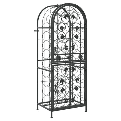 Wijnrek Voor 4 Flessen Smeedijzer Zwart 45 x 36 x 120 cm