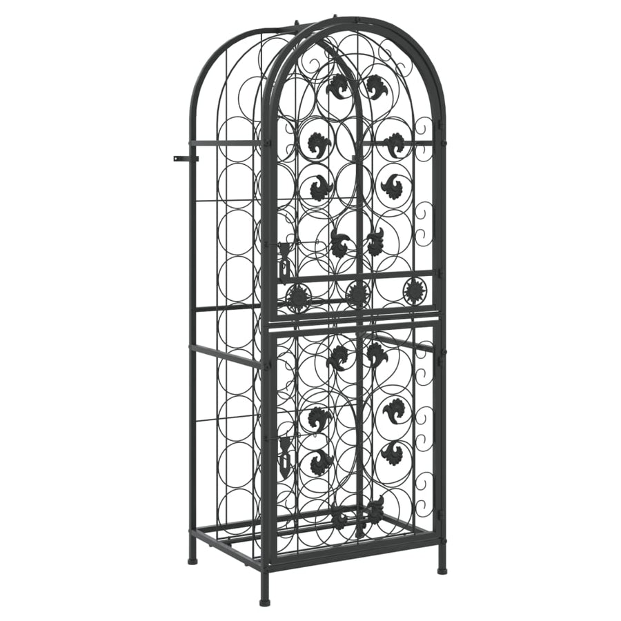 Wijnrek Voor 4 Flessen Smeedijzer Zwart 45 x 36 x 120 cm