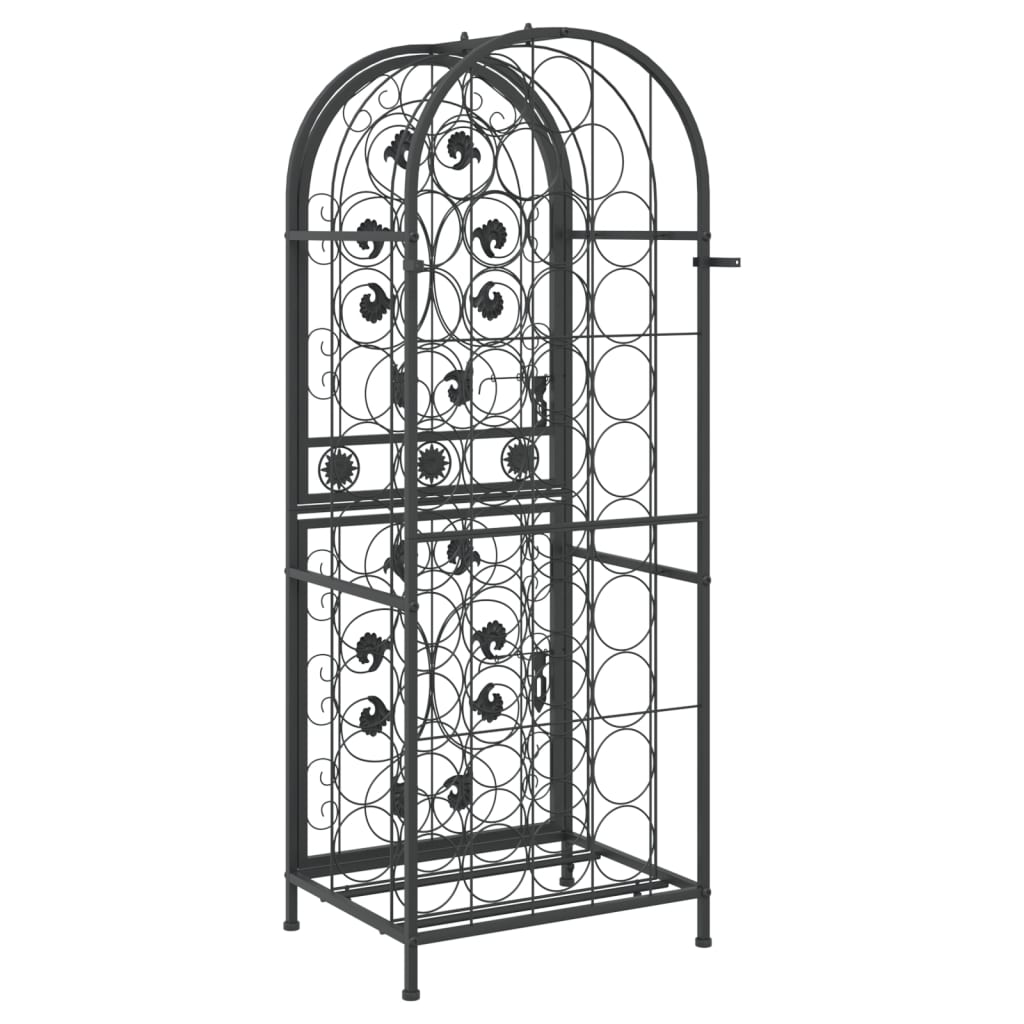 Wijnrek Voor 4 Flessen Smeedijzer Zwart 45 x 36 x 120 cm
