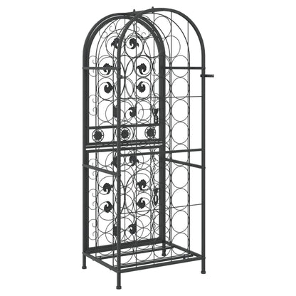 Wijnrek Voor 4 Flessen Smeedijzer Zwart 45 x 36 x 120 cm