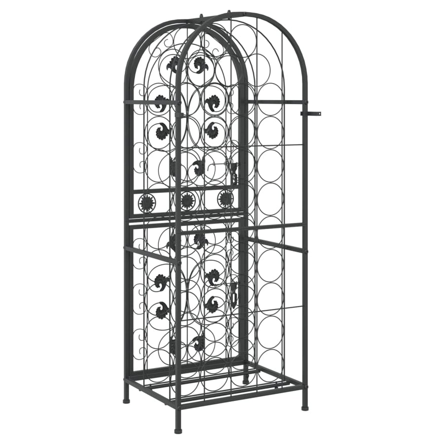 Wijnrek Voor 4 Flessen Smeedijzer Zwart 45 x 36 x 120 cm