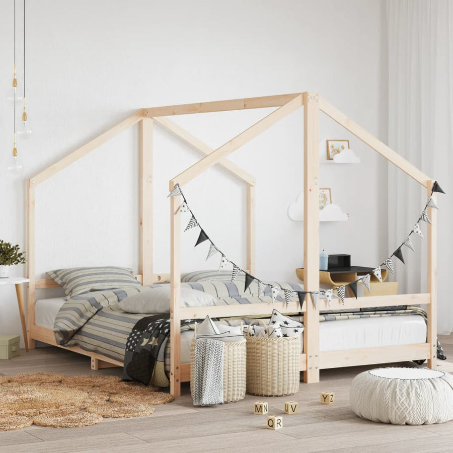 Kinderbedframe Massief Grenenhout 2 x (80 x 200) cm Naturel