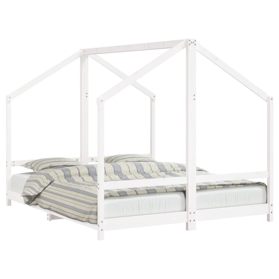 Kinderbedframe 2X(80X200) Cm Massief Grenenhout Wit