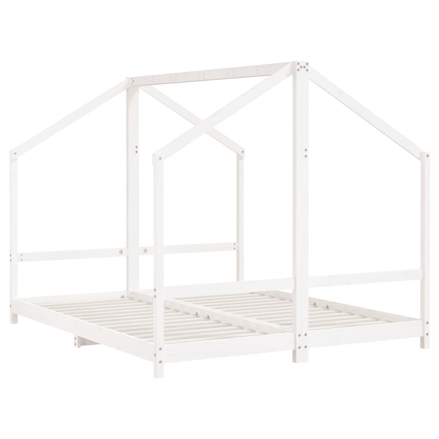 Kinderbedframe 2X(80X200) Cm Massief Grenenhout Wit
