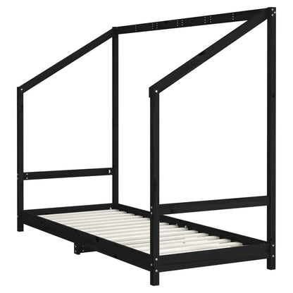 Kinderbedframe 2X(80X200) Cm Massief Grenenhout Zwart