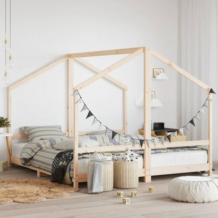 Kinderbedframe Massief Grenenhout 2 x (90 x 200) cm Naturel