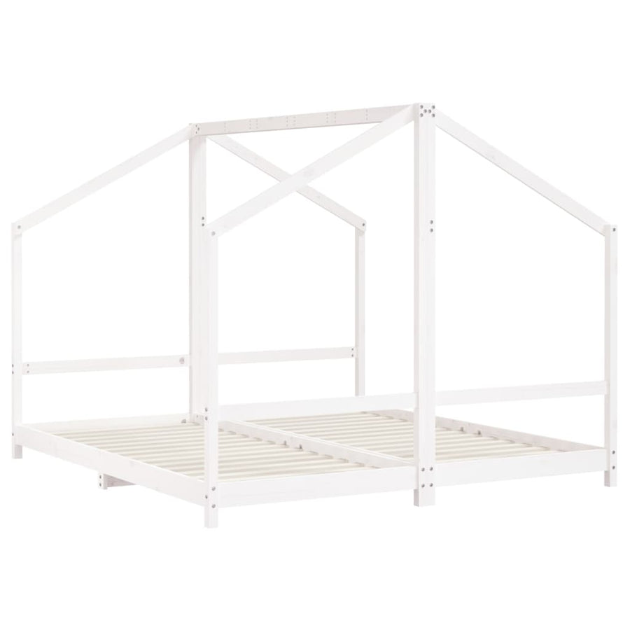 Kinderbedframe 2X(90X200) Cm Massief Grenenhout Wit