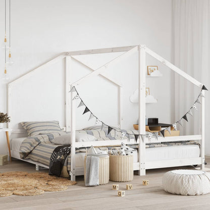 Kinderbedframe 2X(90X200) Cm Massief Grenenhout Wit