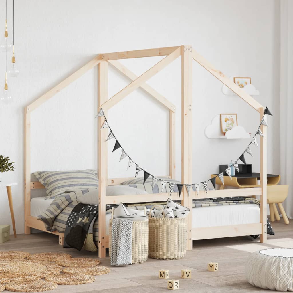 Kinderbedframe 2X(70X140) Cm Massief Grenenhout
