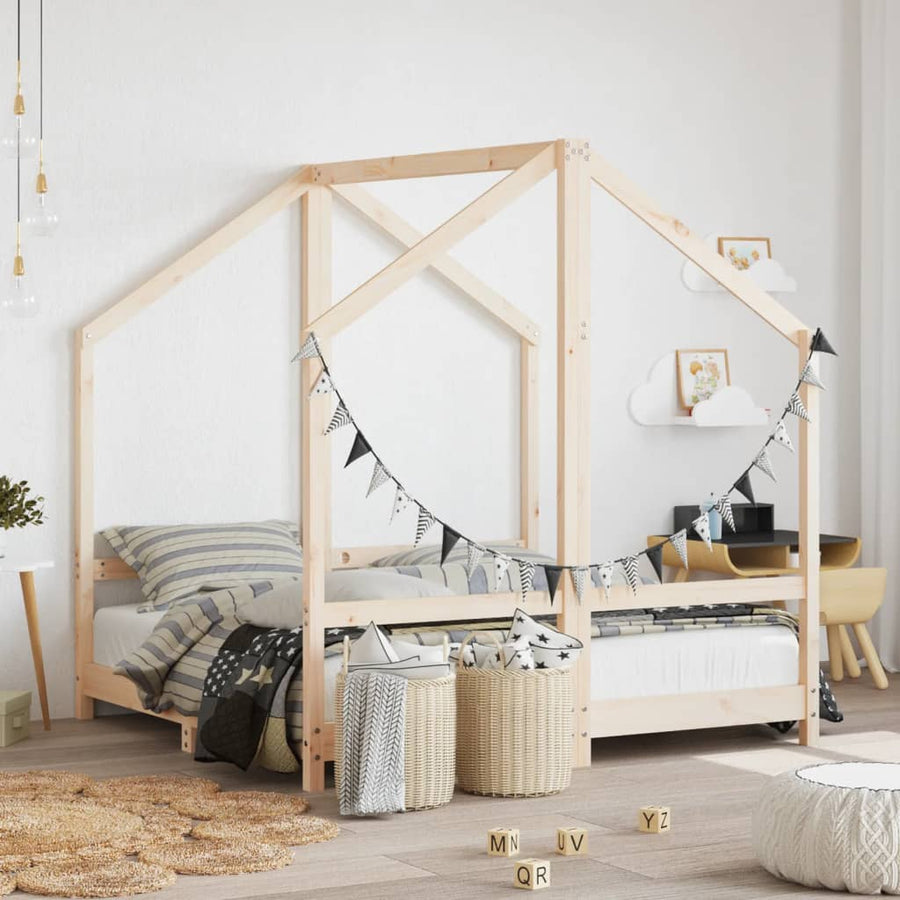Kinderbedframe 2X(70X140) Cm Massief Grenenhout