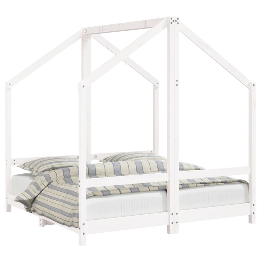 Kinderbedframe 2X(70X140 Cm Massief Grenenhout Wit