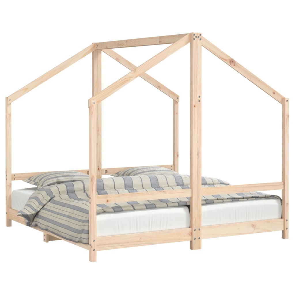 Kinderbedframe Massief Grenenhout 2 x (80 x 160) cm Naturel