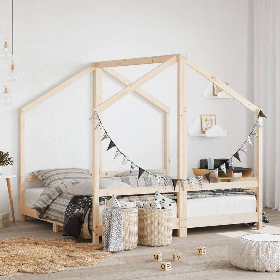 Kinderbedframe Massief Grenenhout 2 x (80 x 160) cm Naturel